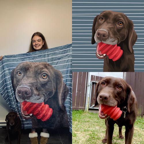Customer photo review of Custom Pet Fleece Blanket