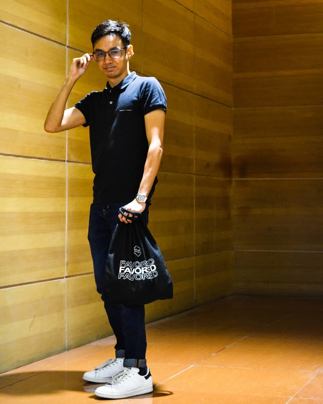 Customer photo review of Men's Thomas Laureti Black Polo Shirt