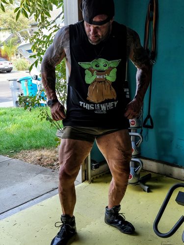 Customer photo review of Only Friends Tank Cut-Offs - Heather White