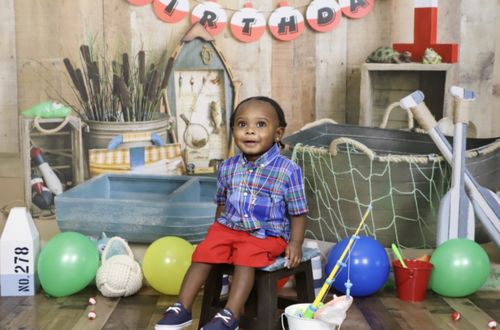 Customer photo review of Kate Cake Smash Backdrop Fishing Fun Designed By Angela Marie Photography