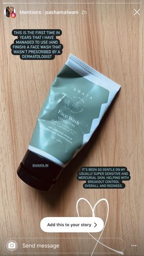 Customer photo review of Arata Refreshing Face Wash