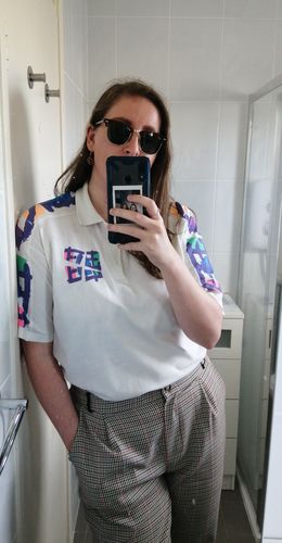 Customer photo review of adidas white patterned polo top s