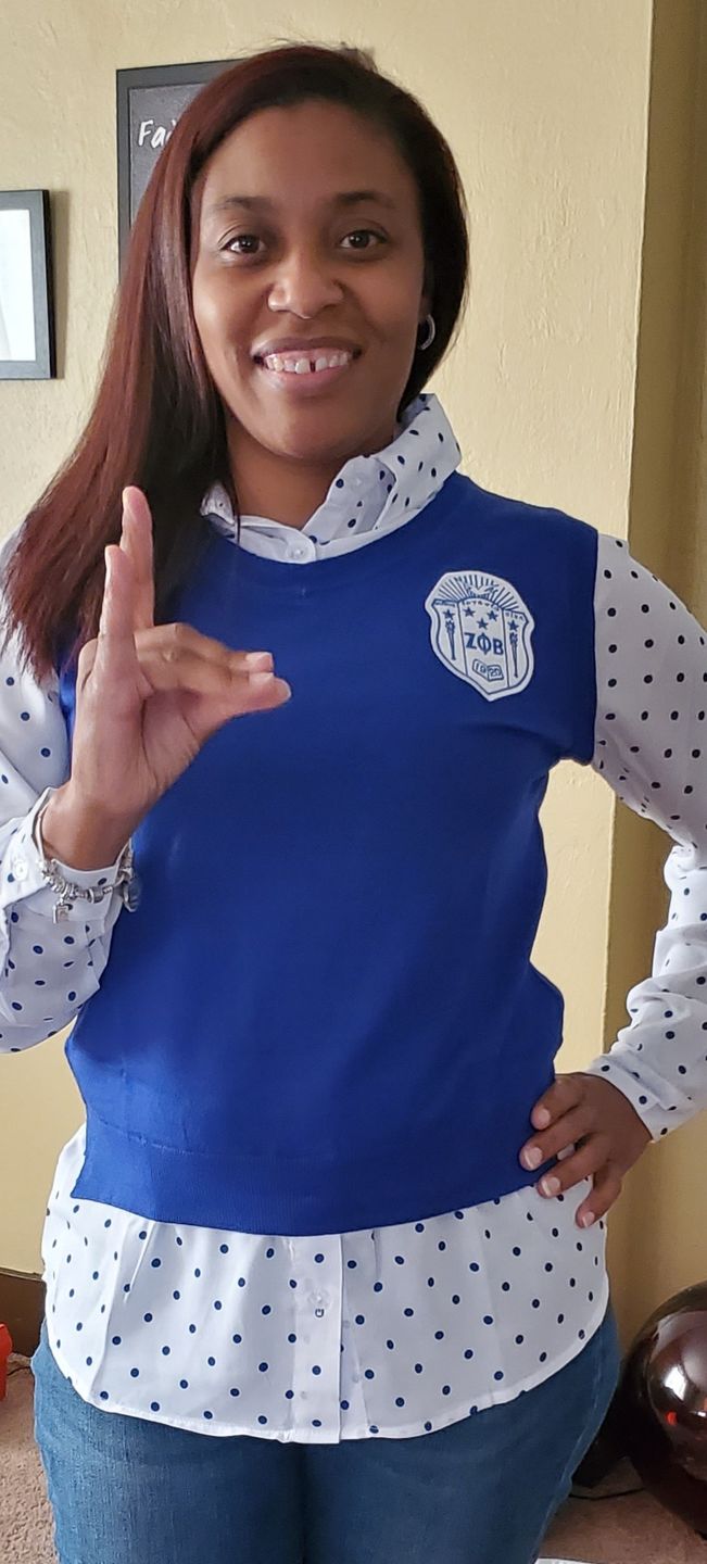 Customer photo review of Polka Dot Chiffon Sweater - Royal