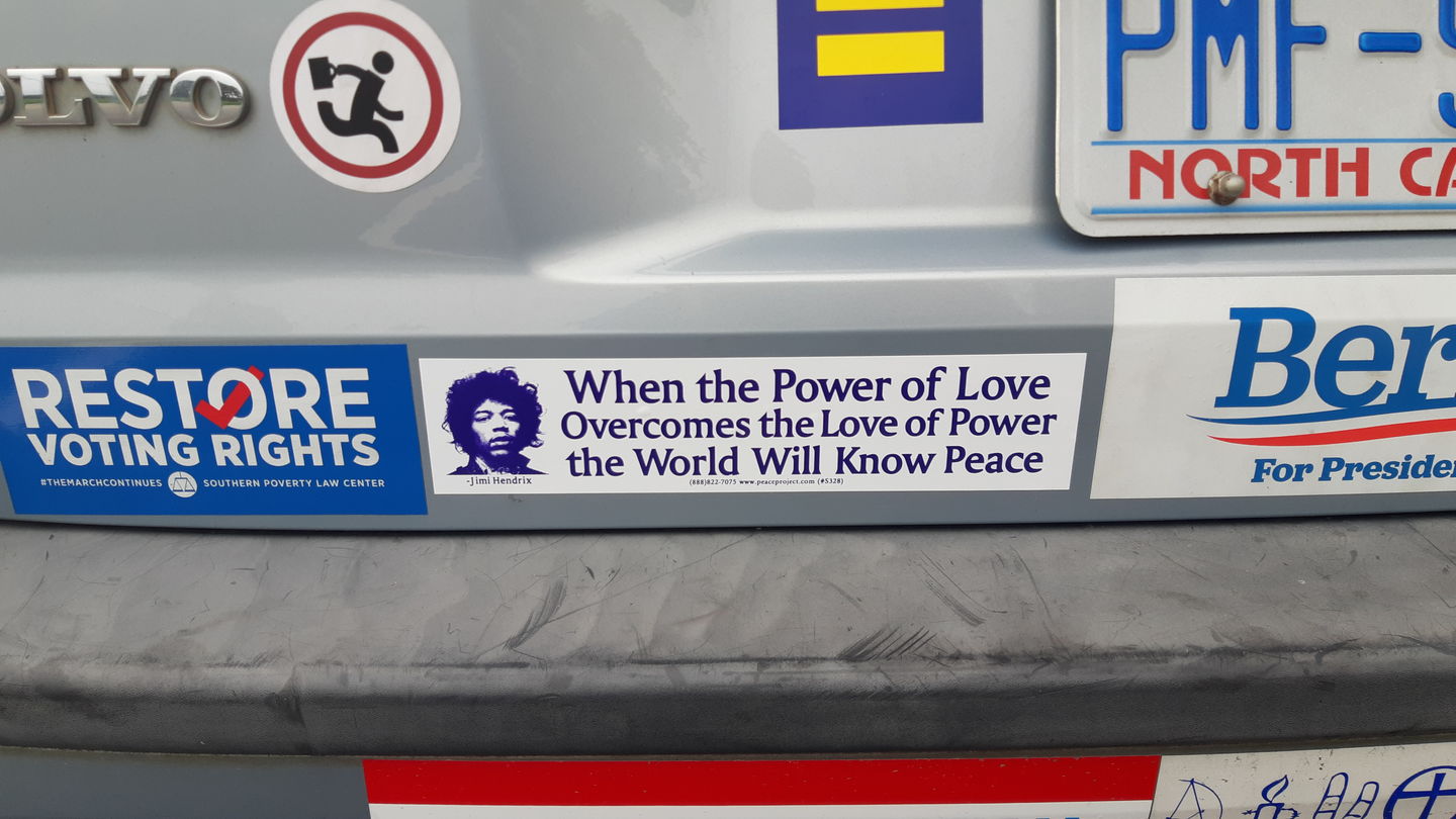 Customer photo review of Jimi Hendrix Power of Love Bumper Sticker