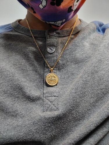Customer photo review of Compass Pendant (Gold)