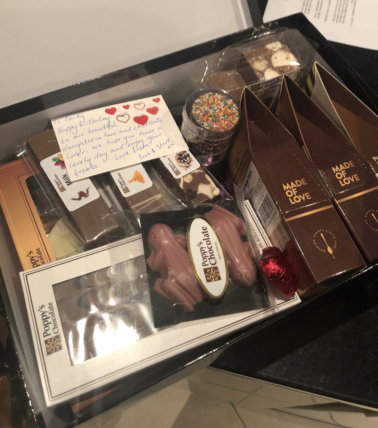 Customer photo review of The Chocolate Connoisseurs Hamper