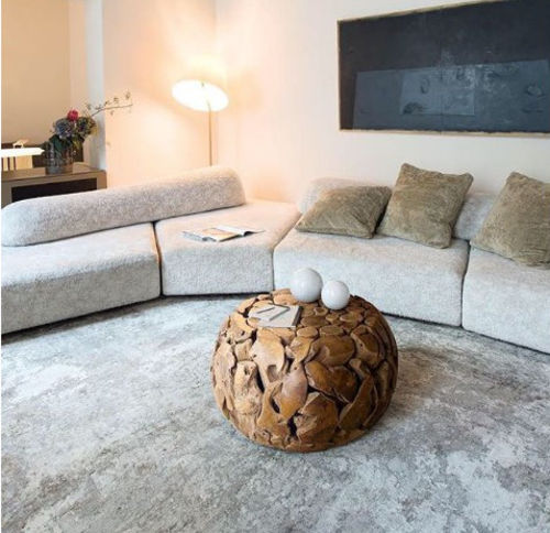 Customer photo review of Wurzelholz Tisch XILON mit Glasplatte 80cm