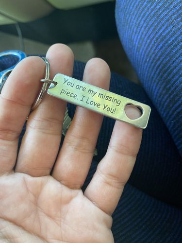 Customer photo review of My Man You Are My Missing Piece Keychain and Heart Necklace