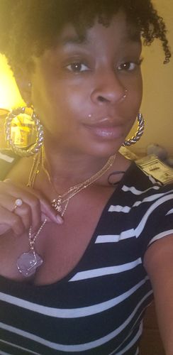 Customer photo review of Raw Amethyst/Rose Quartz Necklace