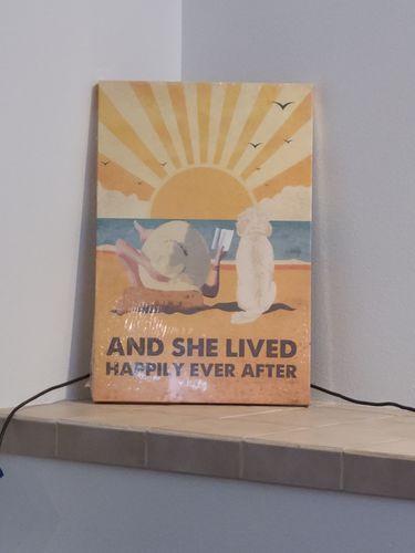 Customer photo review of Dog Happily Ever After - Personalized Custom Canvas - Dog, Beach and Book