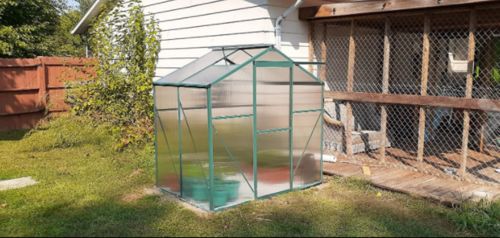 Customer photo review of Erommy 4'x 6'x 6.6' Walk-in Greenhouses Plant house UV Protection with Roof Vent & Rain Gutter