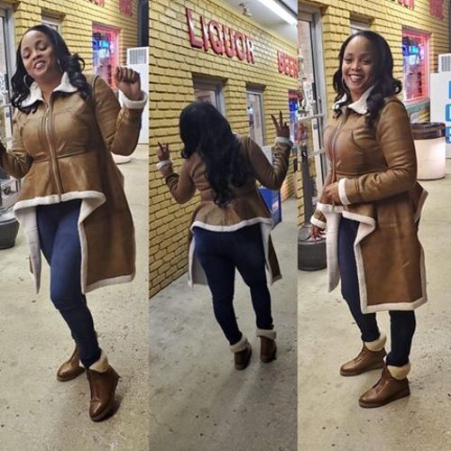 Customer photo review of Asymmetric Shearling Coat