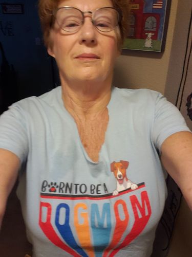 Customer photo review of Born To Be A Dog Mom - Personalized Custom Women T-shirt