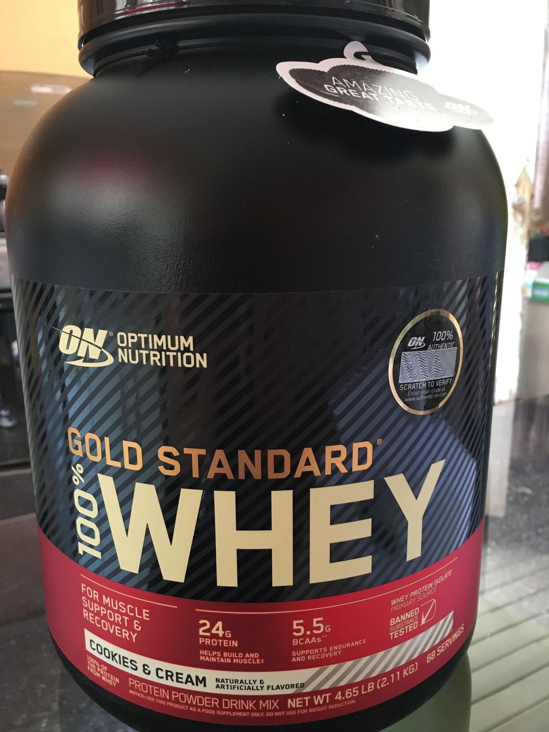 Customer photo review of Optimum Nutrition Gold Standard 100% Whey Proteina 5 Lb