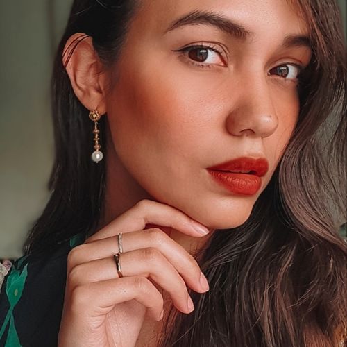 Customer photo review of Pearl Tambourine Earrings