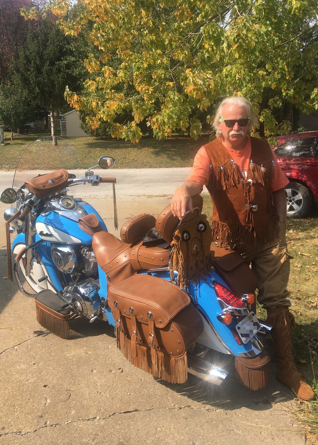 Customer photo review of Hippie Leather Fringe Vest