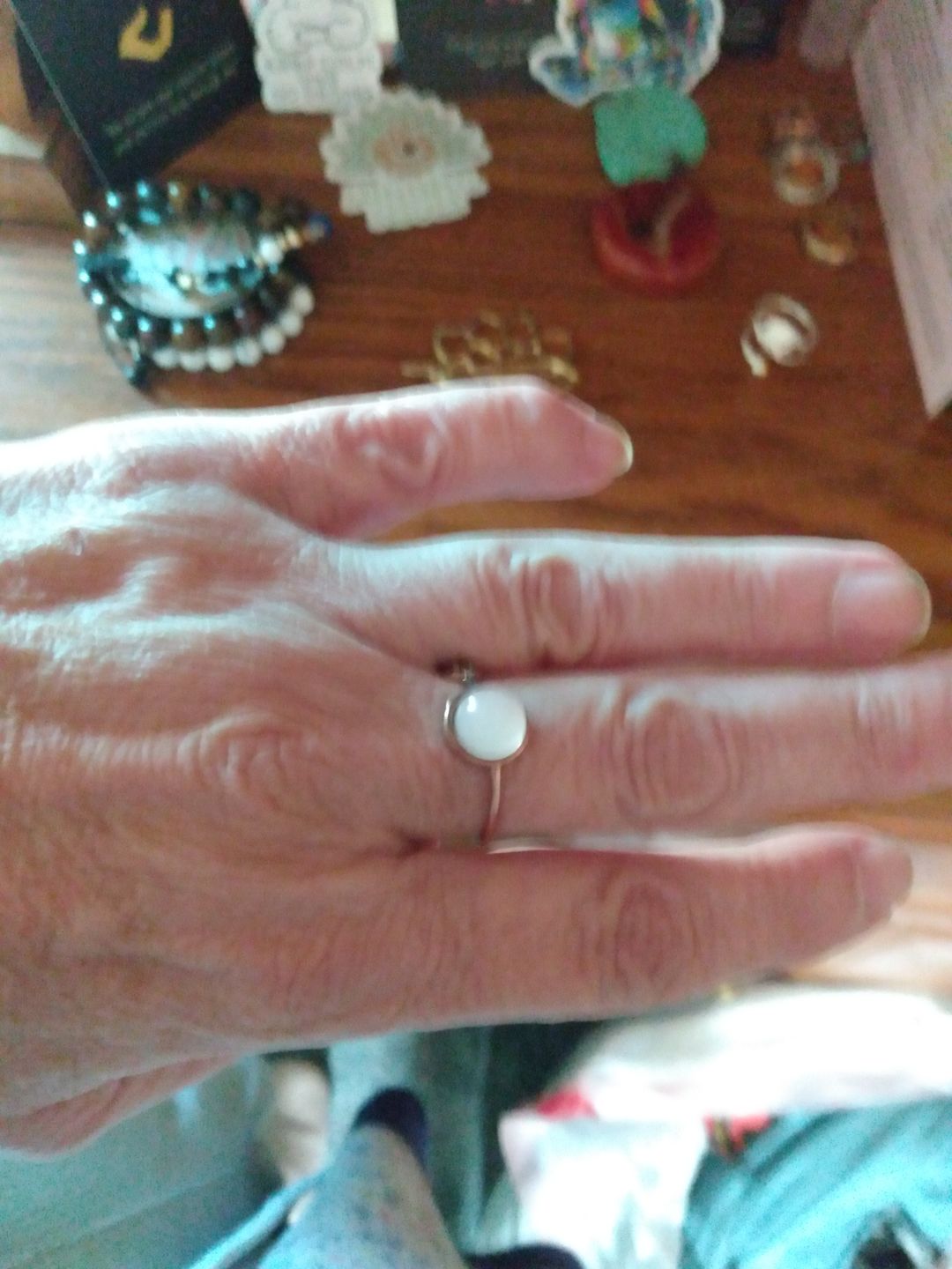 Customer photo review of Pink Moonstone Crystal Ring