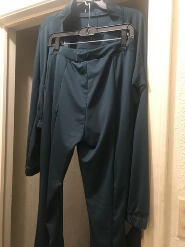 Customer photo review of Zip-front Jacket & Flared Pants Set