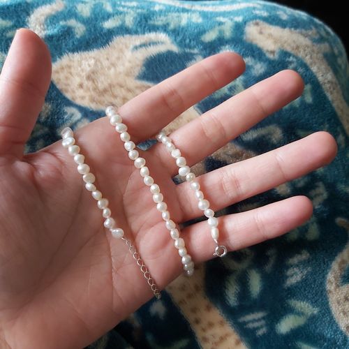 Customer photo review of Tiny Pearl Short Necklace