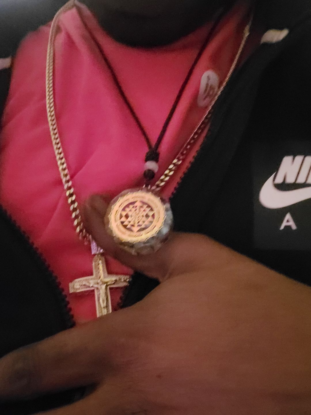 Customer photo review of Sacred Sri Yantra Orgonite Chakra Necklace