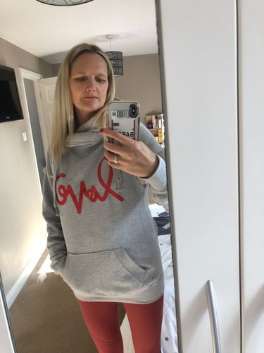 Customer photo review of Grey Love Me Cowl Neck Hoodie