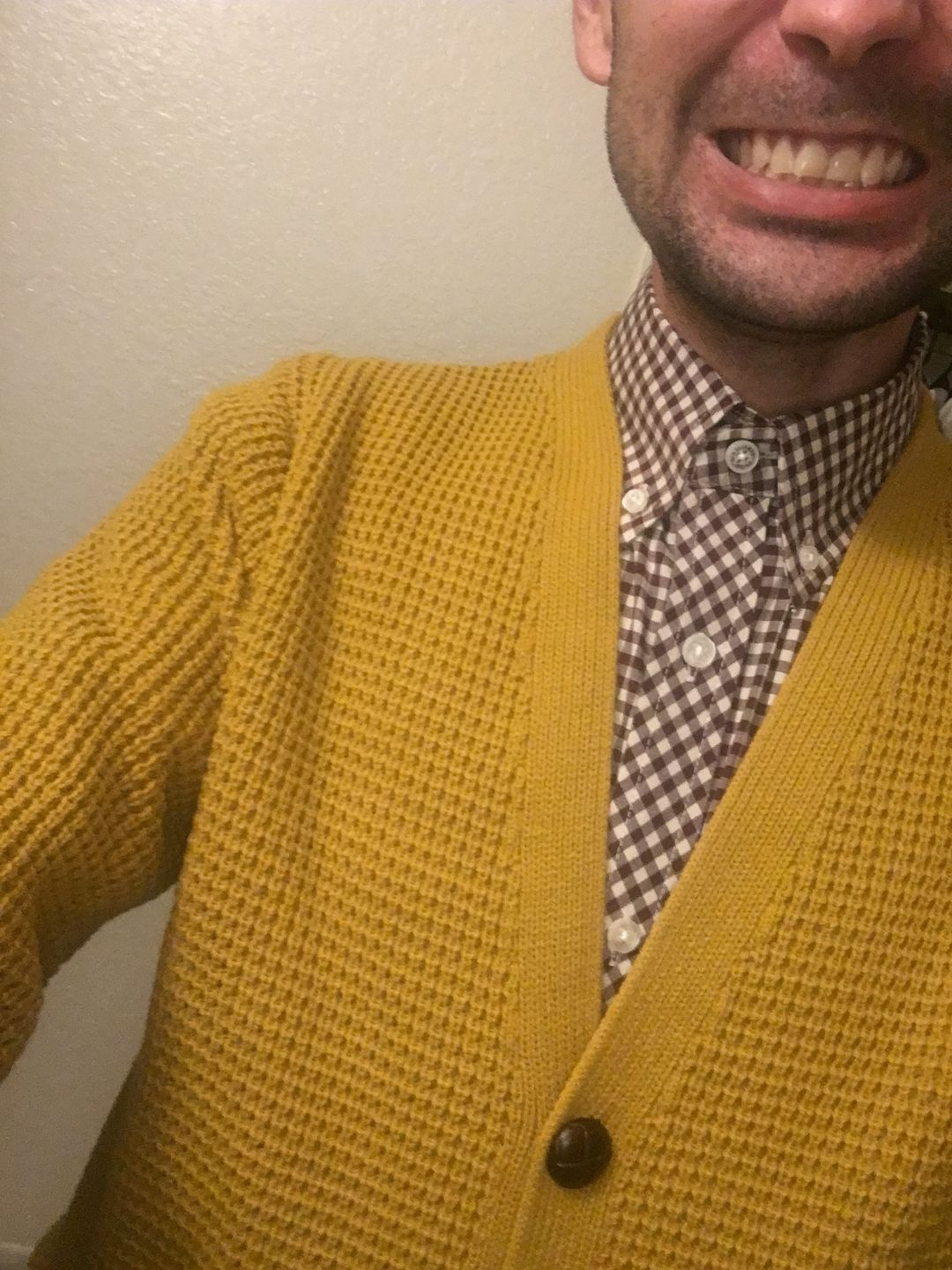 Customer photo review of Waffle Knit Cardigan - Mustard