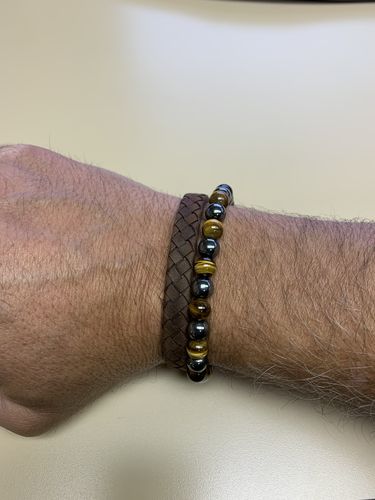 Customer photo review of 10mm Flat Italian Leather Engravable Bracelet
