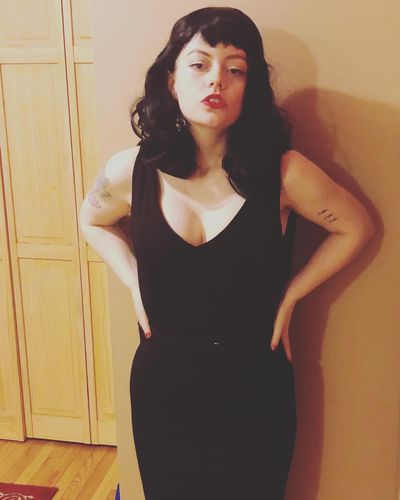 Customer photo review of FINAL SALE - Drusilla Cape Dress in Black