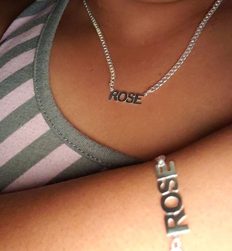 Customer photo review of Block Mini Name Necklace with Cuban Chain