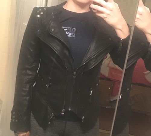 Customer photo review of Aurora Leather Jacket