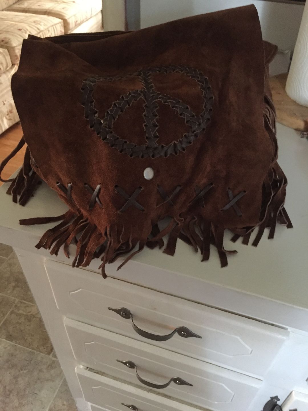 Customer photo review of Peace Fringe Leather Shoulder Bag