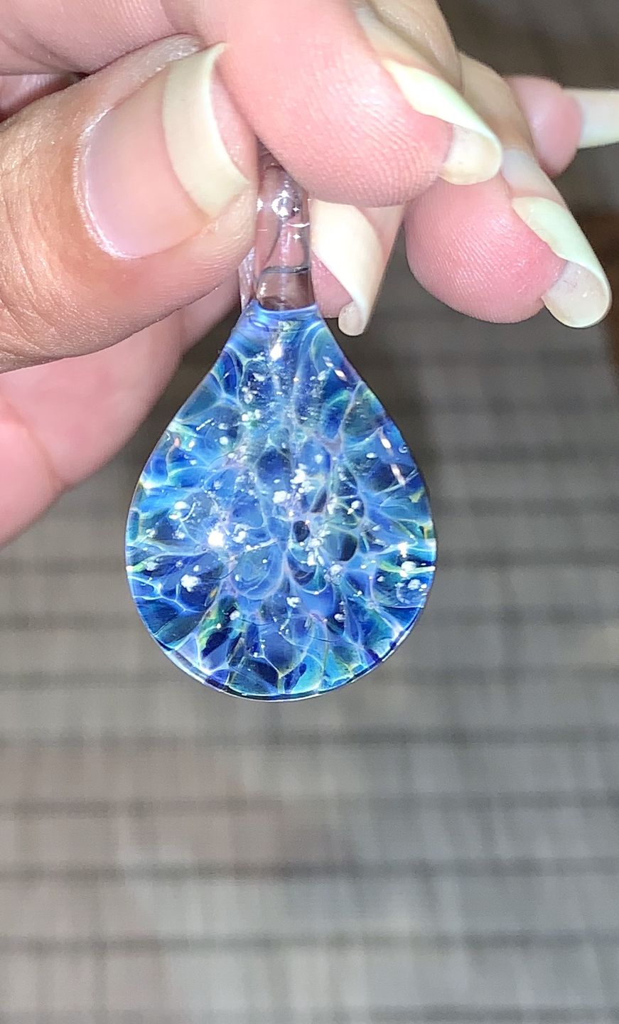Customer photo review of Blue Moon Cremation Pendant