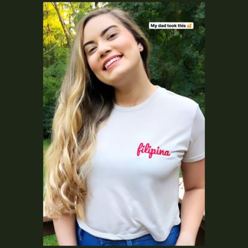 Customer photo review of Filipina Statement Embroidered Crop Shirt
