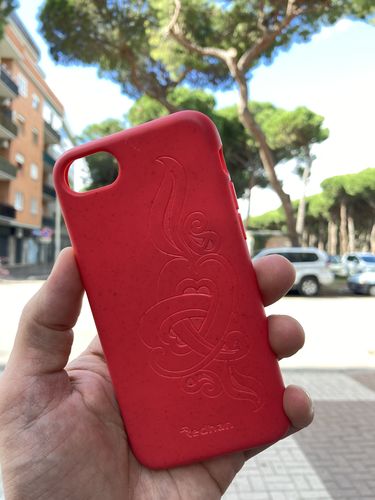 Customer photo review of Eco Friendly iPhone  6/6S/7/8/SE (2nd Gen) Phone Case - 'Hirigaa' or Stone Art in Ruby Red