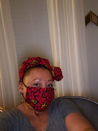 Customer photo review of ADULT FACE MASK AND MATCHING HEAD WRAP