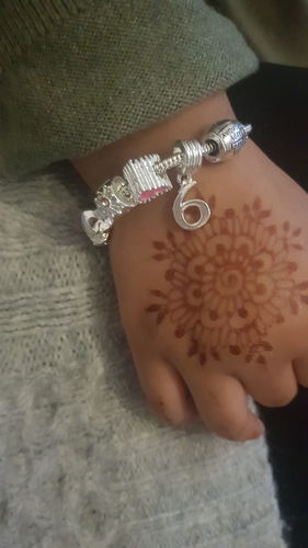Customer photo review of Children's Pink 'Happy 6th Birthday' Silver Plated Charm Bead Bracelet