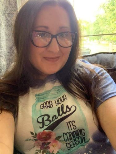 Customer photo review of Ladies Grab Your Balls, It’s Canning Season Bleached T-shirt