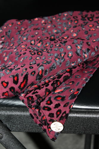 Customer photo review of Burgundy Leopard Velvet Scarf