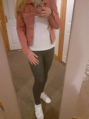 Customer photo review of Enny Dusty Rose Button Detailed Denim Jacket