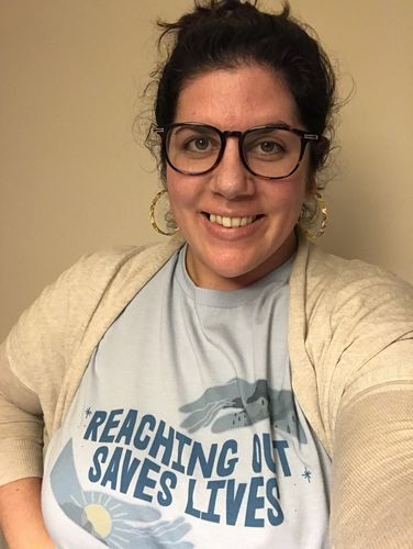 Customer photo review of Reaching Out Saves Lives (supporting the National Suicide Prevention Lifeline) -- T-Shirt