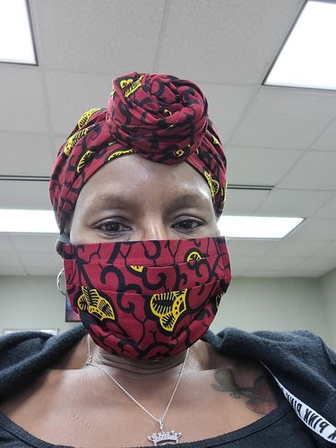 Customer photo review of ADULT FACE MASK AND MATCHING HEAD WRAP