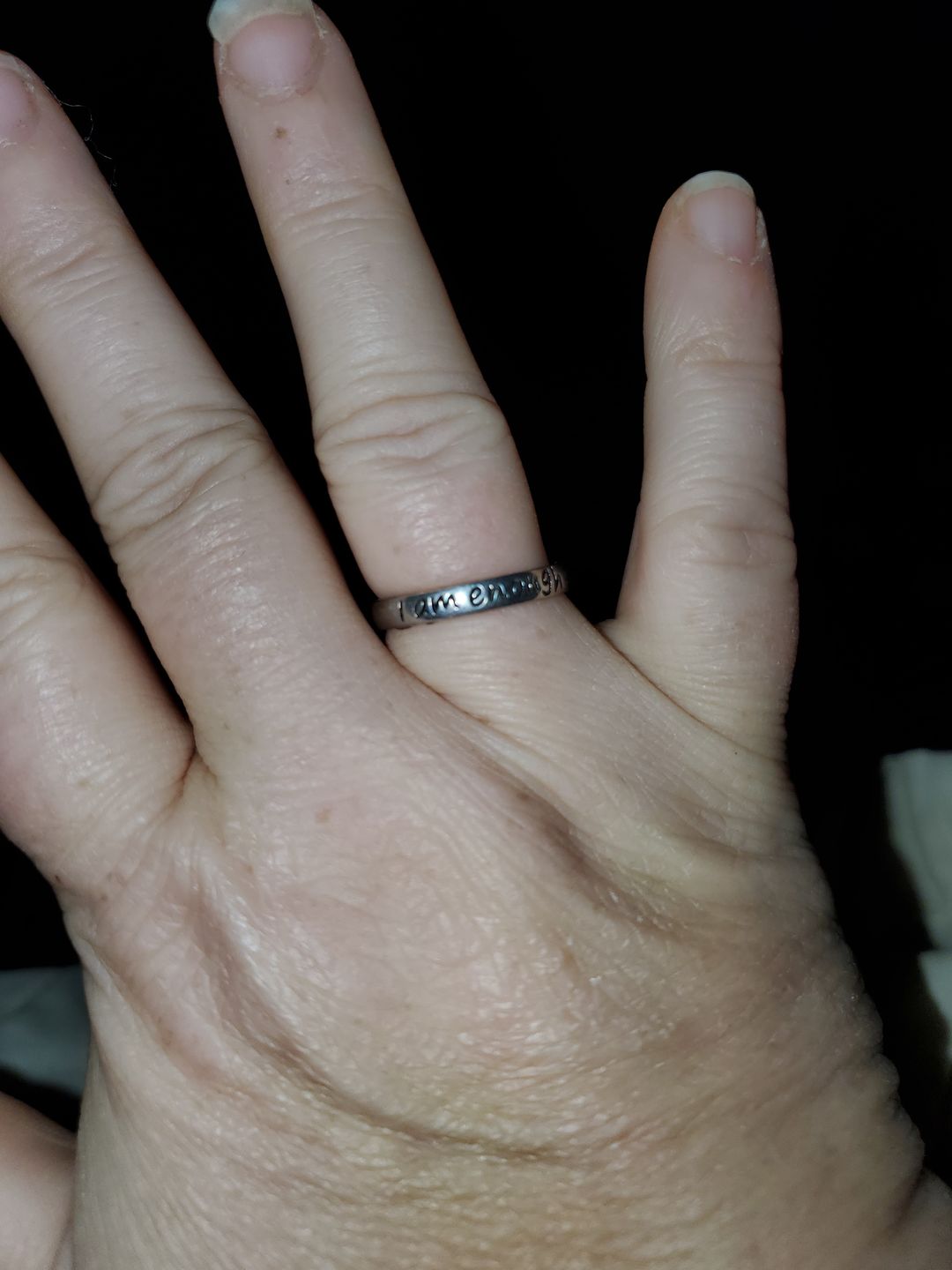 Customer photo review of 925 Sterling Silver 'I Am Enough' Ring