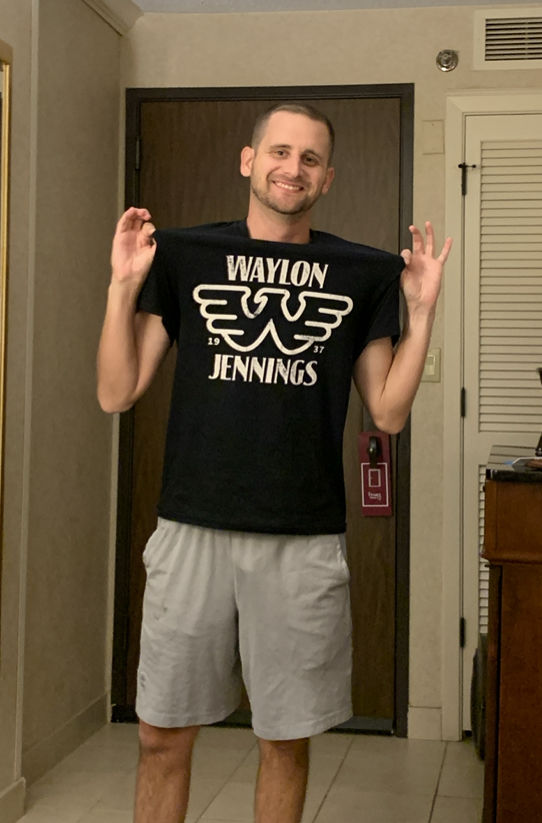 Customer photo review of Waylon Jennings Est. 1937 Flying W Symbol Men's Tee