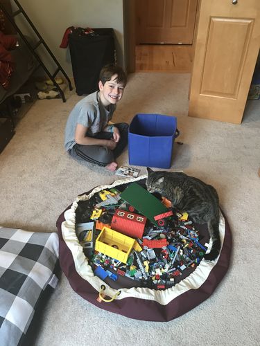 Customer photo review of Super Toy Storage Bag - Boysenberry