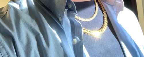Customer photo review of 12MM 14K Gold Plated Miami Cuban Link Chain And Bracelet