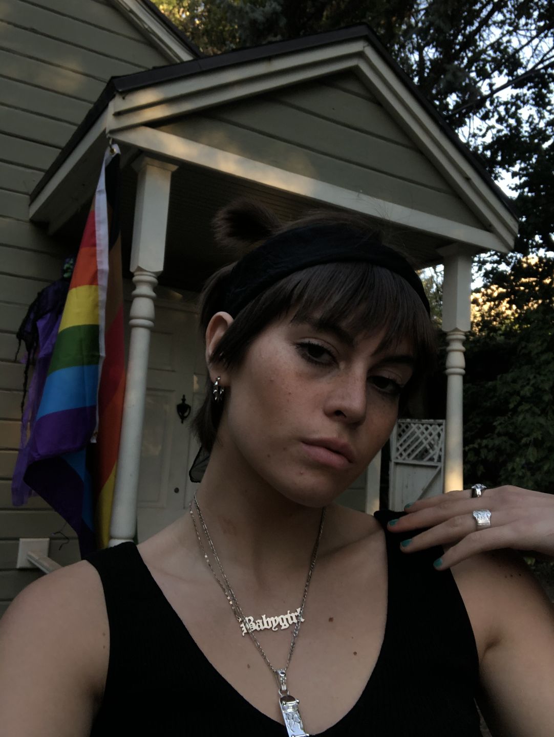 Customer photo review of SPIKED OPEN HOOP EARRING