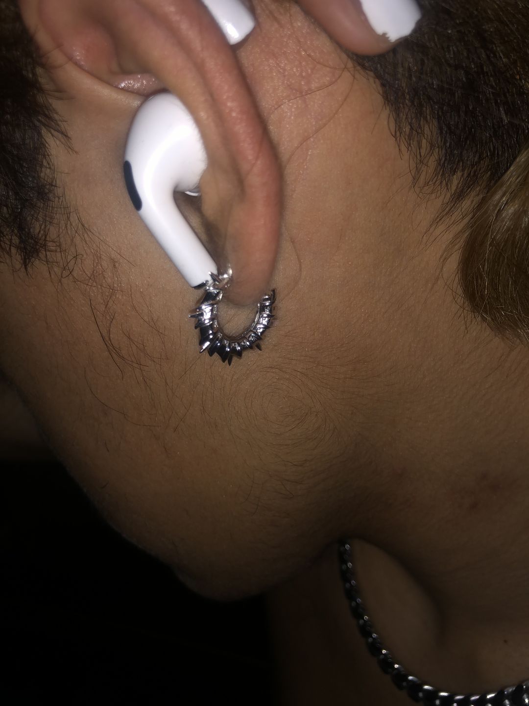 Customer photo review of ARMORED OPEN HOOP EARRING