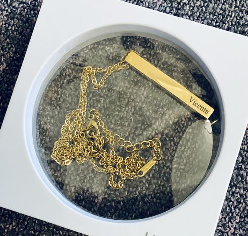 Customer photo review of Custom 3D Bar Necklace