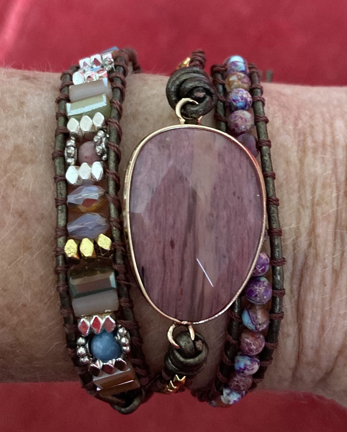 Customer photo review of Heilendes Rhodochrosit Wickelarmband | Boho | 100% Handgemacht