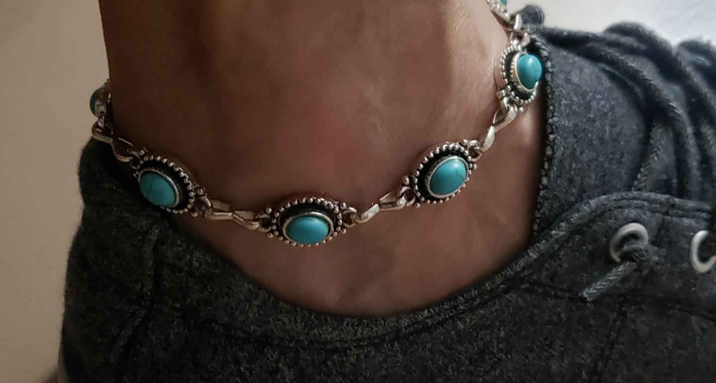 Customer photo review of Bohemian Turquoise Anklet